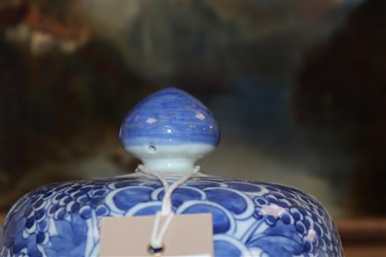 A pair of large Chinese blue and white vases and covers height 53cm